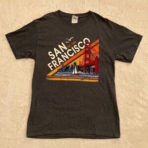 San Francisco Golden Gate Bridge Tee Shirt Grey Mens Size Small